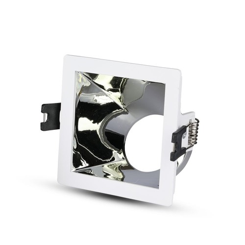 GU10 Einbauspot, quadratisch - Weiß/Chrom, Aluminium, Ausschnitt: 80x80 mm, ohne Leuchtmittel
