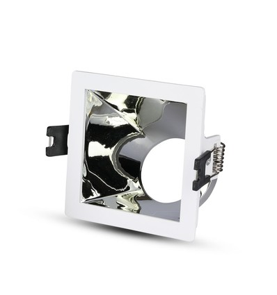 GU10 Einbauspot, quadratisch - Weiß/Chrom, Aluminium, Ausschnitt: 80x80 mm, ohne Leuchtmittel