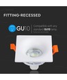Weißer quadratischer GU10 Einbauspot - 85 x 85 mm, IP20, Aluminium, ohne Leuchtmittel