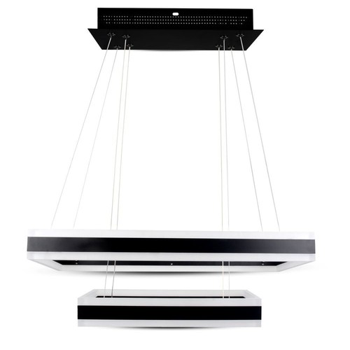 115W Soft Light Kronleuchter, dimmbar - 6300lm, 3000K, schwarz, 360 Grad, Höhe 120cm