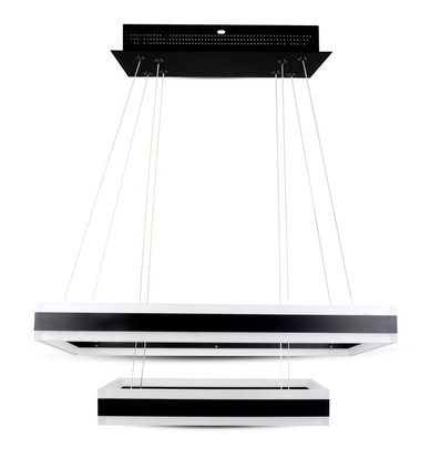 115W Soft Light Kronleuchter, dimmbar - 6300lm, 3000K, schwarz, 360 Grad, Höhe 120cm