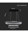 115W Soft Light Kronleuchter, dimmbar - 6300lm, 3000K, schwarz, 360 Grad, Höhe 120cm