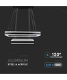 115W Soft Light Kronleuchter, dimmbar - 6300lm, 3000K, schwarz, 360 Grad, Höhe 120cm
