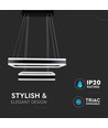 115W Soft Light Kronleuchter, dimmbar - 6300lm, 3000K, schwarz, 360 Grad, Höhe 120cm
