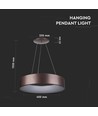 20W LED Pendelleuchte, Ø45cm - Kaffeebraun, 3000K, dimmbar, 1,2m Seilaufhängung