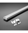 2m weißes Aluminiumprofil-Montageset - Inkl. Montageclips, Abdeckung und Endkappen, 17,4x7mm, weiß