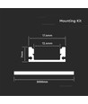 2m weißes Aluminiumprofil-Montageset - Inkl. Montageclips, Abdeckung und Endkappen, 17,4x7mm, weiß