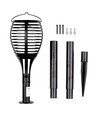 Solar-Luxus-Gartenlampe 4-in-1 - Schwarz, Flammeneffekt, 65 cm hoch