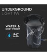 1W LED Bodeneinbaustrahler Licht (12V) 6500K-Schwarz, IP67