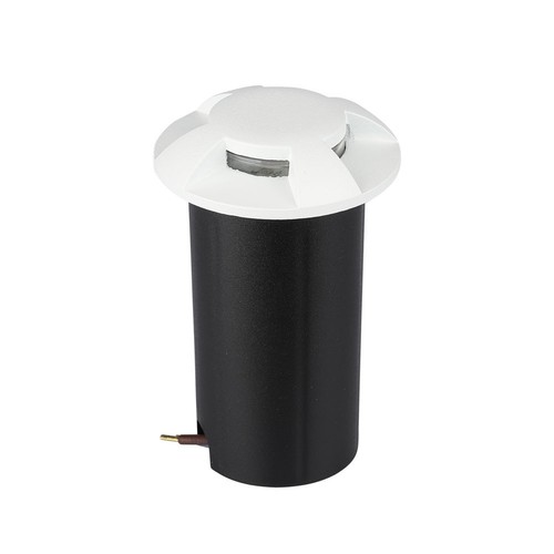 1W LED Steplight für Einbau, 12V - IP67, 4-Wege Licht, kaltweiß, Ø6cm, weißer Rand