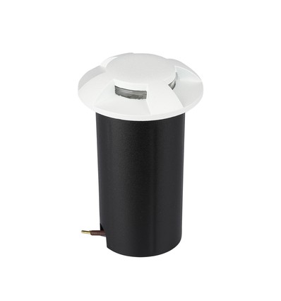 1W LED Steplight für Einbau, 12V - IP67, 4-Wege Licht, kaltweiß, Ø6cm, weißer Rand