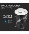 1W LED Steplight für Einbau, 12V - IP67, 4-Wege Licht, kaltweiß, Ø6cm, weißer Rand