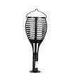 Solar-Luxus-Gartenlampe 4-in-1 - Schwarz, Flammeneffekt, 65 cm hoch