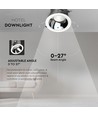 6W LED COB Hotel Downlight, RA95 - CREE Chip, silberner Reflektor, verstellbar, Einbaustrahler