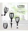 Solar-Luxus-Gartenlampe 4-in-1 - Schwarz, Flammeneffekt, 65 cm hoch