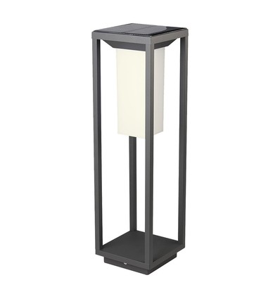 2W Solar Gartenleuchte mit Erdspieß und Sensor - Samsung LED Chip, IP65, 3000K, grau, 50cm hoch