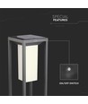 2W Solar Gartenleuchte mit Erdspieß und Sensor - Samsung LED Chip, IP65, 3000K, grau, 50cm hoch