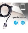 1,5m schwarzes MFi Lightning Kabel - 2A, Apple zertifiziert, langlebiges Design