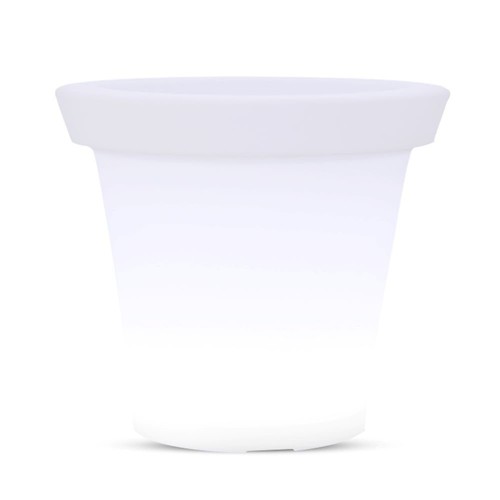 36cm LED Blumentopf mit RGBW - Ø35,5 x 32,5 cm, wiederaufladbar, inkl. Fernbedienung, weißes Gehäuse