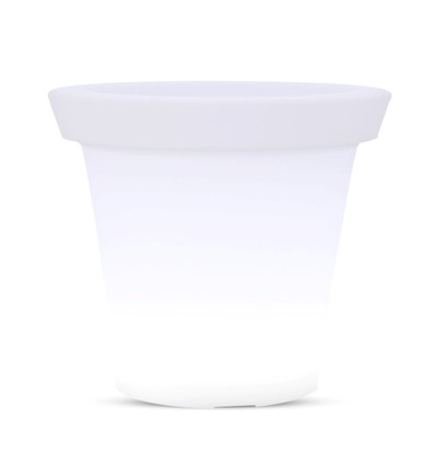 36cm LED Blumentopf mit RGBW - Ø35,5 x 32,5 cm, wiederaufladbar, inkl. Fernbedienung, weißes Gehäuse