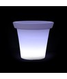 36cm LED Blumentopf mit RGBW - Ø35,5 x 32,5 cm, wiederaufladbar, inkl. Fernbedienung, weißes Gehäuse