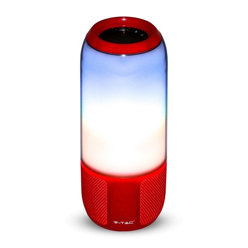6W tragbarer Bluetooth Lautsprecher mit LED Licht - Rot, 1800mAh Akku, USB/TF/AUX, 5V DC