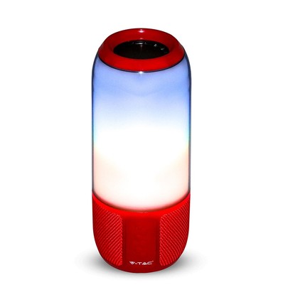 6W tragbarer Bluetooth Lautsprecher mit LED Licht - Rot, 1800mAh Akku, USB/TF/AUX, 5V DC