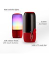 6W tragbarer Bluetooth Lautsprecher mit LED Licht - Rot, 1800mAh Akku, USB/TF/AUX, 5V DC