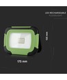 10W wiederaufladbarer LED Fluter - Samsung LED Chip, IP44, SOS-Flash, USB-Ausgang, grün/schwarz