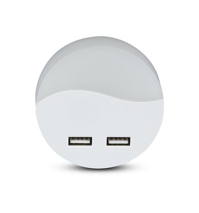 0,45W Nachtlicht mit USB - Rund, 3000K, Automatisches Einschalten bei Dunkelheit, Samsung LED Chip