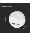 0,45W Nachtlicht mit USB - Rund, 3000K, Automatisches Einschalten bei Dunkelheit, Samsung LED Chip