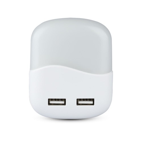 V-tac Nachtlampe mit USB - Automatisches Einschalten bei Dunkelheit, Samsung Chip, 0,45W, 3000K, quadratisch