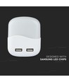 V-tac Nachtlampe mit USB - Automatisches Einschalten bei Dunkelheit, Samsung Chip, 0,45W, 3000K, quadratisch