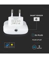 V-tac Nachtlampe mit USB - Automatisches Einschalten bei Dunkelheit, Samsung Chip, 0,45W, 3000K, quadratisch