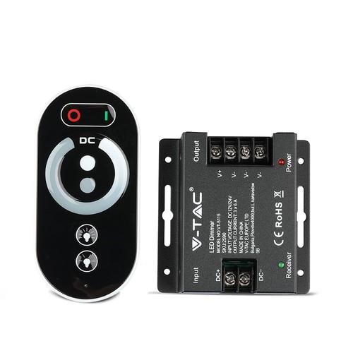 RF LED Dimmer mit Touch-Fernbedienung, 12V/24V - 3 Kanäle, 18A, schwarz, für LED Strips