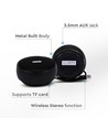 Tragbarer Bluetooth Lautsprecher, 2x3W - Schwarz, TWS, integriertes Mikrofon, AUX, TF-Karte, RGB Licht