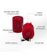 5W tragbarer Bluetooth Lautsprecher, Rot - TWS Funktion, 1500mAh Akku, inkl. Micro USB Kabel