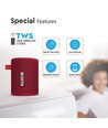 5W tragbarer Bluetooth Lautsprecher, Rot - TWS Funktion, 1500mAh Akku, inkl. Micro USB Kabel
