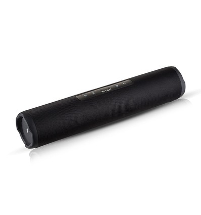 Tragbarer Bluetooth Lautsprecher mit Stoffdesign - 2x3W, schwarz, FM Radio, USB/TF, TWS, wiederaufladbar, 39,4cm lang