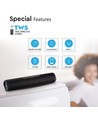 Tragbarer Bluetooth Lautsprecher mit Stoffdesign - 2x3W, schwarz, FM Radio, USB/TF, TWS, wiederaufladbar, 39,4cm lang