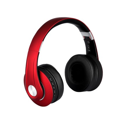 Bluetooth kabellose Kopfhörer - Rot, bis zu 12 Stunden Spielzeit, Micro SD und AUX Eingang