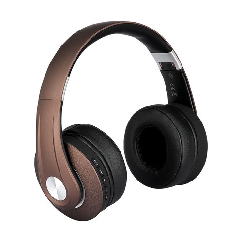 Drahtlose Bluetooth-Kopfhörer mit verstellbarem Bügel - 12 Stunden Spielzeit, braun