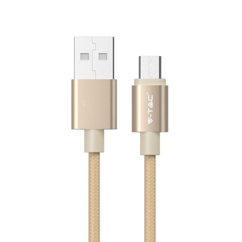 MicroUSB 1m Stoffkabel - Gold, microUSB zu USB-A