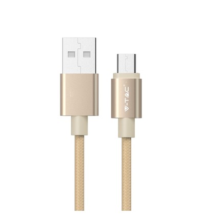 MicroUSB 1m Stoffkabel - Gold, microUSB zu USB-A
