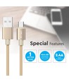 MicroUSB 1m Stoffkabel - Gold, microUSB zu USB-A