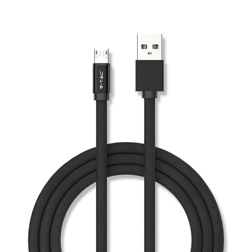 MicroUSB-Kabel 1m schwarz - Baumwollstoff, MicroUSB zu USB-A
