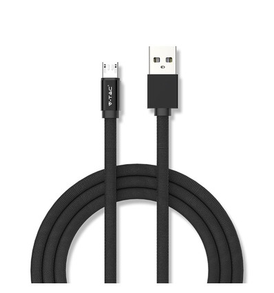 MicroUSB-Kabel 1m schwarz - Baumwollstoff, MicroUSB zu USB-A