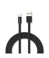 MicroUSB-Kabel 1m schwarz - Baumwollstoff, MicroUSB zu USB-A