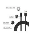 MicroUSB-Kabel 1m schwarz - Baumwollstoff, MicroUSB zu USB-A