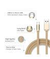 MicroUSB-Kabel 1m messingfarben - Baumwollstoff, MicroUSB auf USB-A